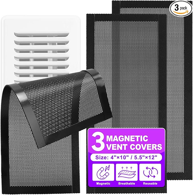 Floor Vent Covers, 5.5" x 12" Magnetic Vent Covers Air Vent Covers Mesh Screen by KeeTidy