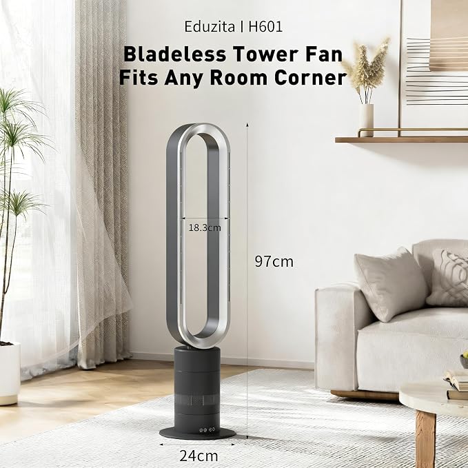 Xcity H601 Bladeless Tower Fan, 10 Cooling Speeds, Remote Control, Ultra-Quiet - Image 2