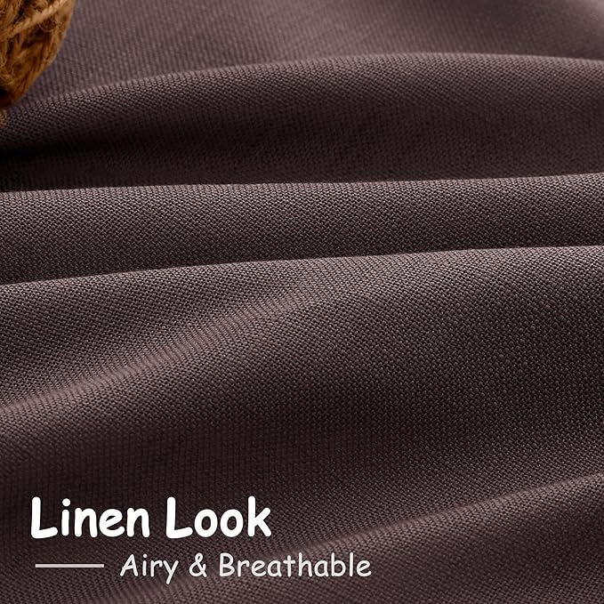 Coffee Brown Linen Curtains for Living Room 105 Inches Long Light Filtering Semi Sheer Curtain Back Tab Luxury Modern Rustic Home Decor Neutral Drapes for Bedroom Dinner Room 52x105, 2 Panels