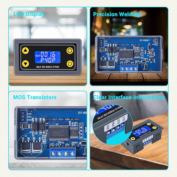 Icstation 12V Timer Relay with MOS Voltage Output Cycle Timer LCD Display 10A - Image 5