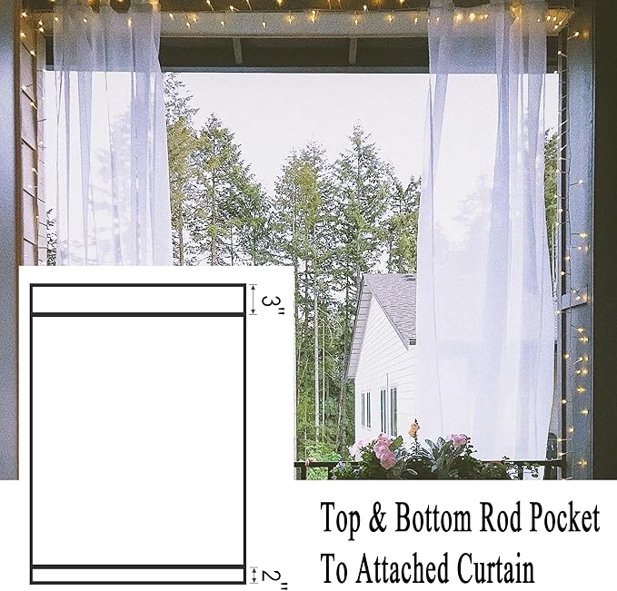 10 x 10 ft Outdoor White Tulle Backdrop Curtains Waterproof Voile Sheer Screen - Image 6