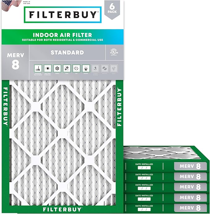 Filterbuy 14x22x1 Air Filter MERV 8 Essential Dust & Allergy Defense, by Filterbuy
