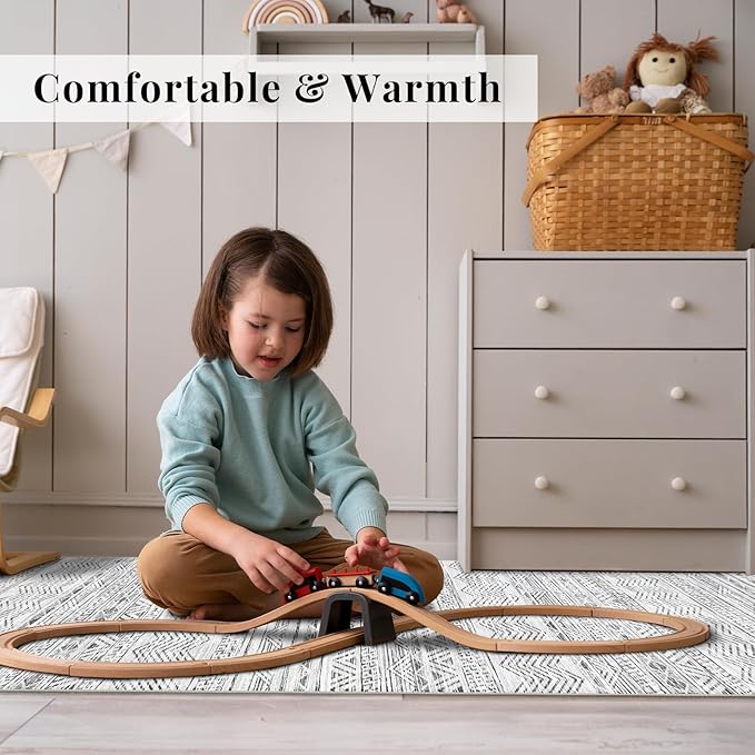 4x12 Washable Hallway Runner Rug：Moroccan Non-Slip Wide Runners for Entryway Kitchen Soft Modern Geometric Low-Pile Rugs for Living Room Thin Waterproof Carpet for Bedroom Bathroom Laundry(Grey,4x12)