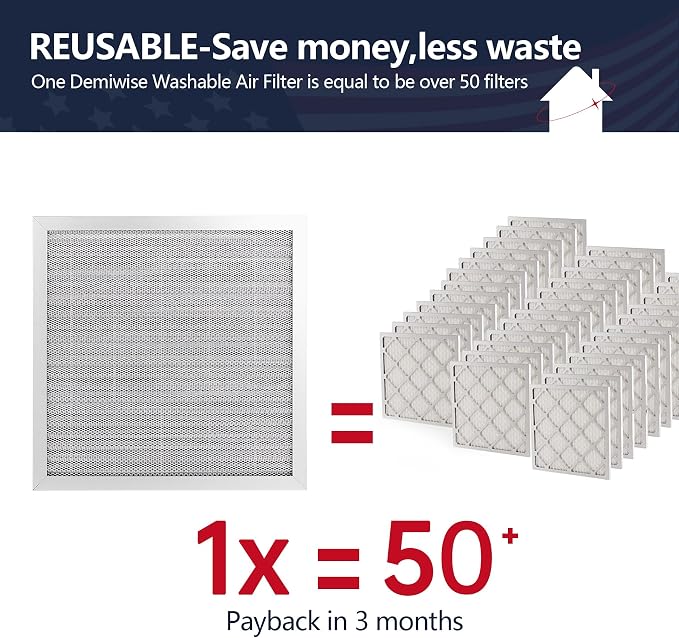 18x18x1 Air Filter, Washable & Reusable Aluminum AC/HVAC Furnace Electrostatic - Image 2