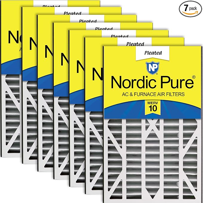 Nordic Pure 16x25x3 Pleated MERV 10 Air Filters 7 Pack | Actual Size: 15 13/16 by NordicPure
