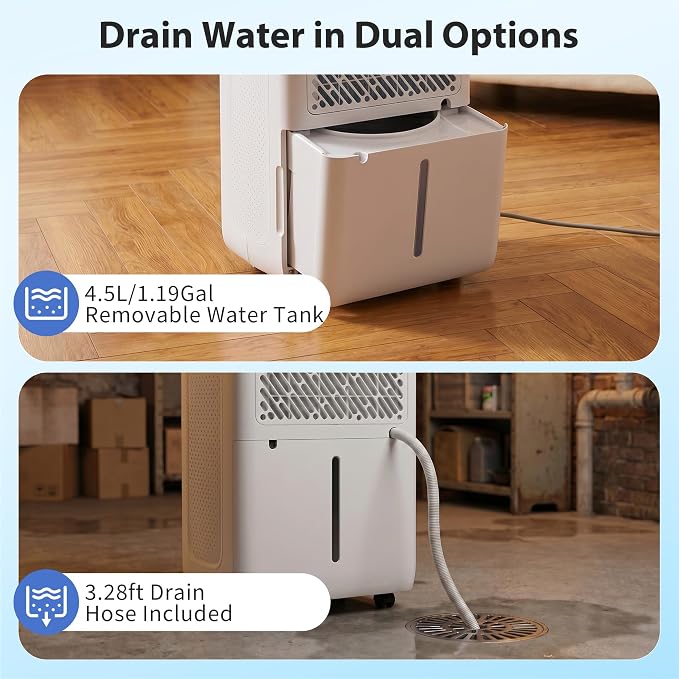 50Pints Dehumidifier with Drain Hose, 500 Sq.Ft Dehumidifier - Image 6