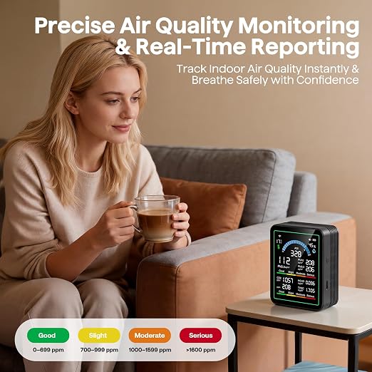 Air Quality Monitor Indoor, 10 in 1 Portable Smart Air Quality Tester - Image 4