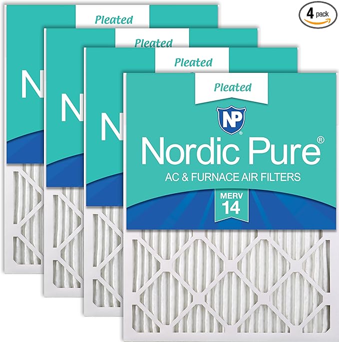 Nordic Pure 10x10x1 Pleated MERV 14 Air Filters 4 Pack | Actual Size: 9 1/2 x 9 by NordicPure