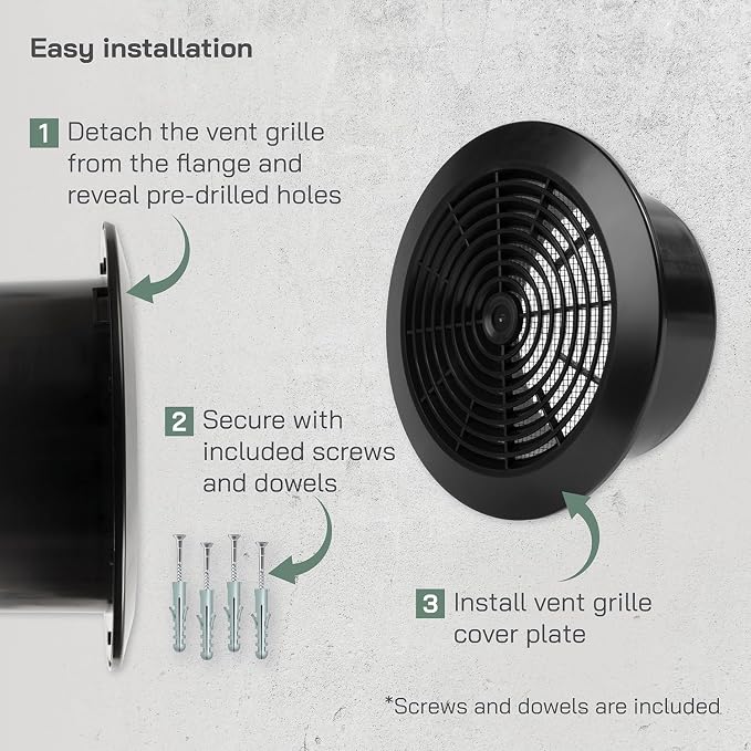 Vent Systems 6'' Inch Black Round Plastic Ceiling Vent Cover - Image 4