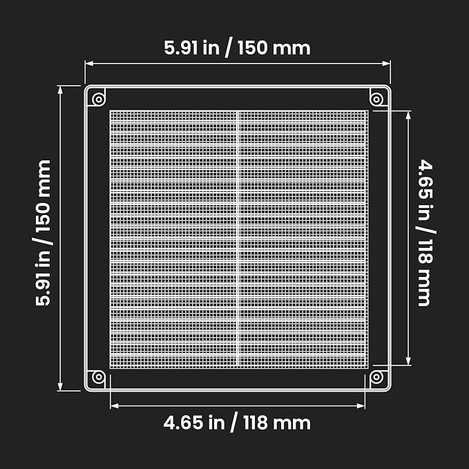 Awenta 4.5" x 4.5" Inch Square Plastic Black Ventilation Grille - Image 2