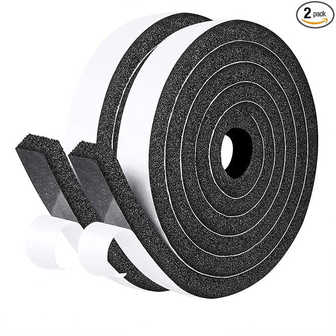 fowong Weather Stripping 1" W X 1/2" T, Open Cell Adhesive Foam Tape Maximum by fowong