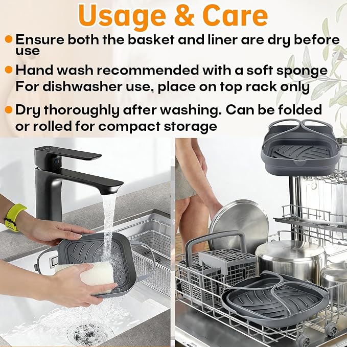 2-Pack Universal Silicone Air Fryer Basket Liners Compatible - Image 7