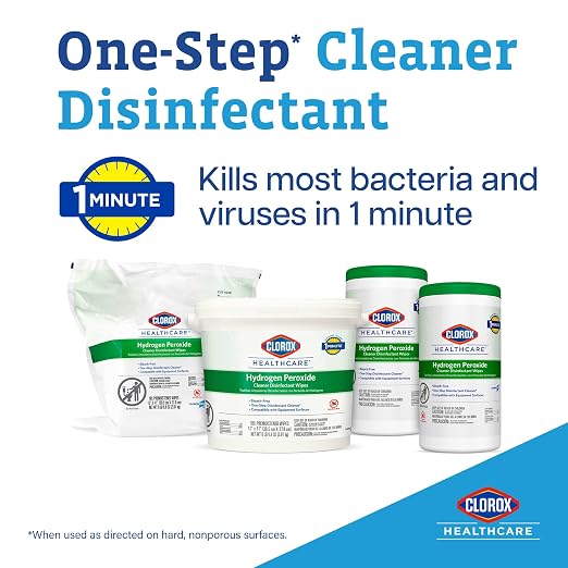 Clorox Healthcare Hydrogen Peroxide Disinfecting Wipes, Antibacterial Cleaner - Image 2