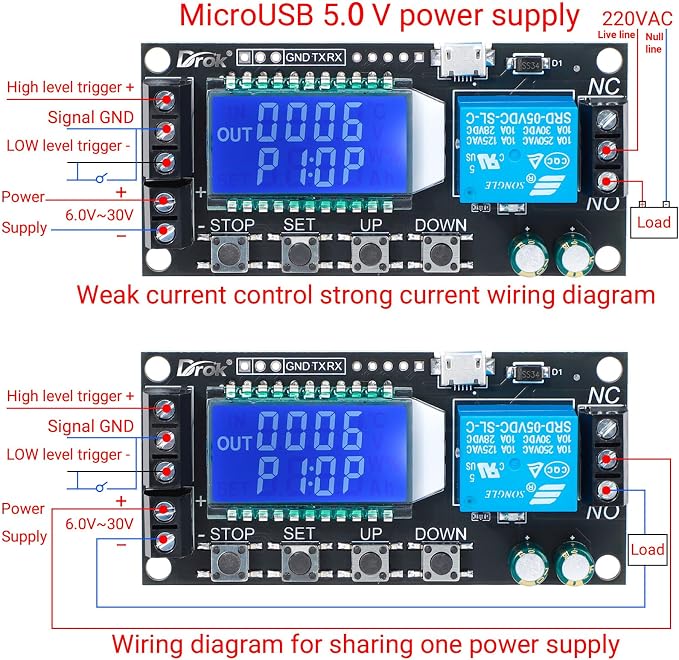 DROK Time Delay Relay 2pcs Controller DC 5V 12V 24V Module Adjustable Trigger - Image 3