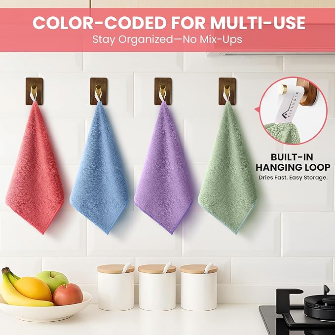 SIFANGKE Microfiber Cleaning Cloth, 100 Pack Assorted Color Cleaning Rags - Image 3
