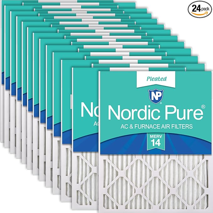 Nordic Pure 20x24x1 Pleated MERV 14 Air Filters 24 Pack by NordicPure