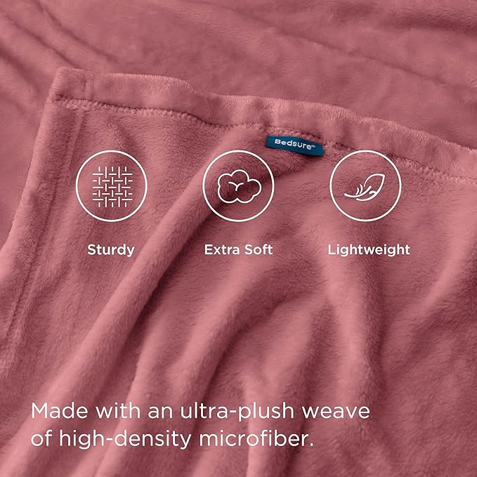 Bedsure GentleSoft Twin XL Fleece Blanket Dorm Bedding - Lightweight Soft Cozy Blankets for Bed, Sofa, Couch, Travel, Camping, Dusty Rose, 66"x90"