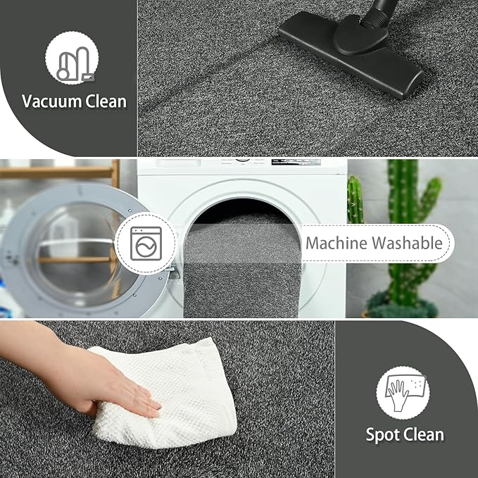 AROGAN Washable 2x6 Runner Rug for Hallway, Long Runner Rugs wtih Soft Memory Foam for Bedroom, Non Slip Backing Carpet Runners for Hallways, Kitchen, Bathroom, Entryway Home Decor, Black and White