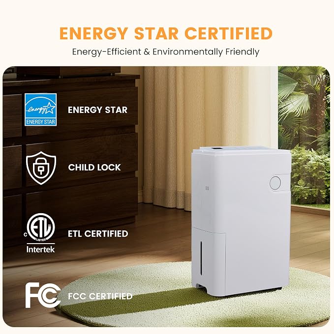 80Pints Dehumidifier with Drain Hose, 500 Sq.Ft Dehumidifier - Image 5