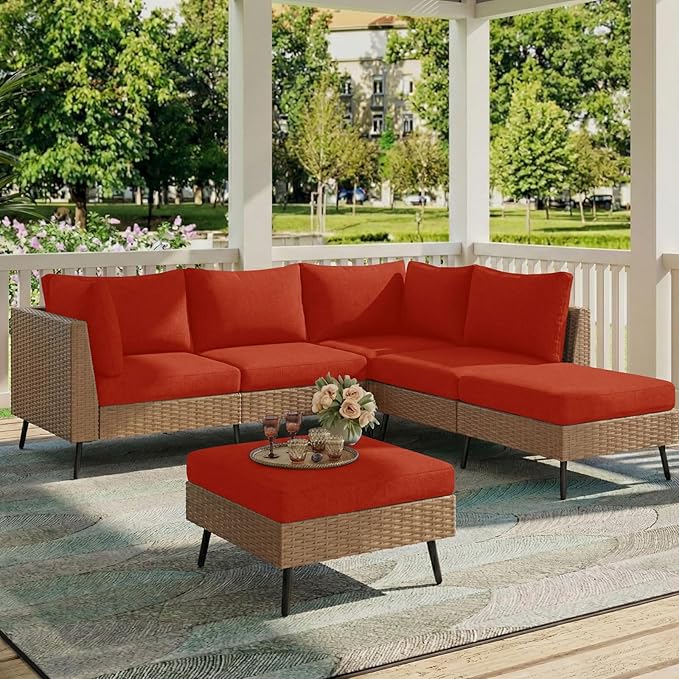 hyha Milk Silk Couch Cushion Covers, Soft Magic Sofa Covers Washable for 3 Cushion Couch, Stretch Sectional Outdoor Cushion Covers for Patio Furniture with Elastic Bottom(Large, Rust)