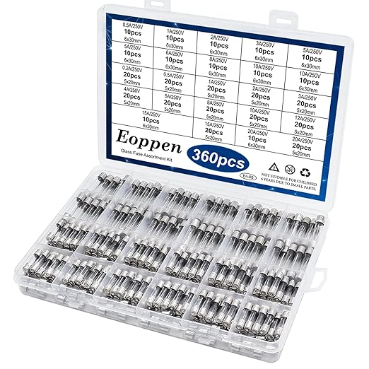 360pcs Fast Blow Glass Fuse Assortment Kit 22 Values Fuses Kit 0.5A 1A 2A 3A 5A by Eoppen
