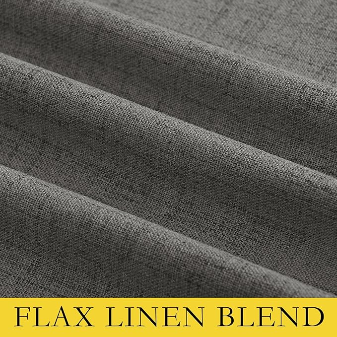 NICETOWN Grizzle Gray Vintage Linen 100% Blackout Curtains for Living Room, Thermal Insulated Curtains 120" Long, Noise Reducing Window Treatment Drapes for Hall Room, 52" Wide Per Panel, Set of 2