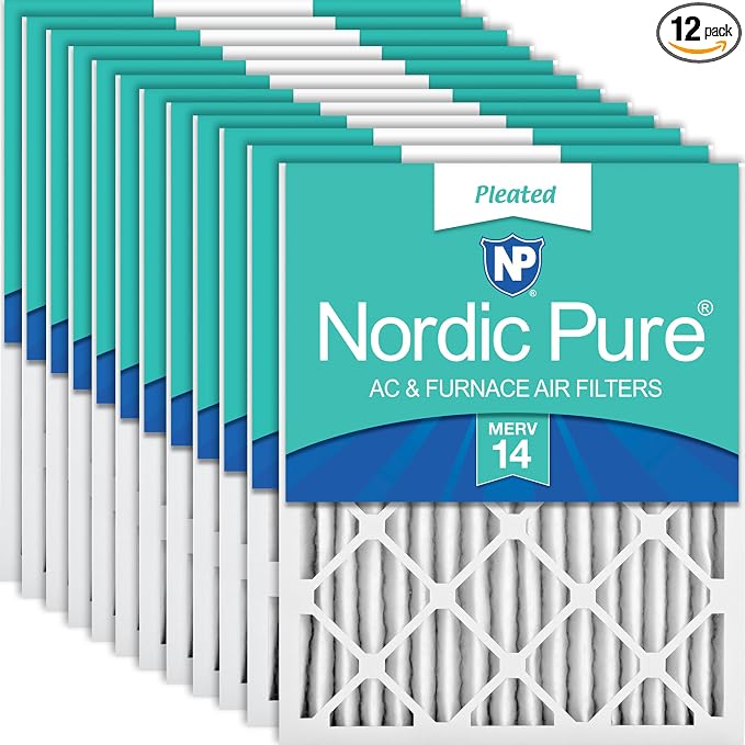 Nordic Pure 14x20x2 Pleated MERV 14 Air Filters 12 Pack by NordicPure