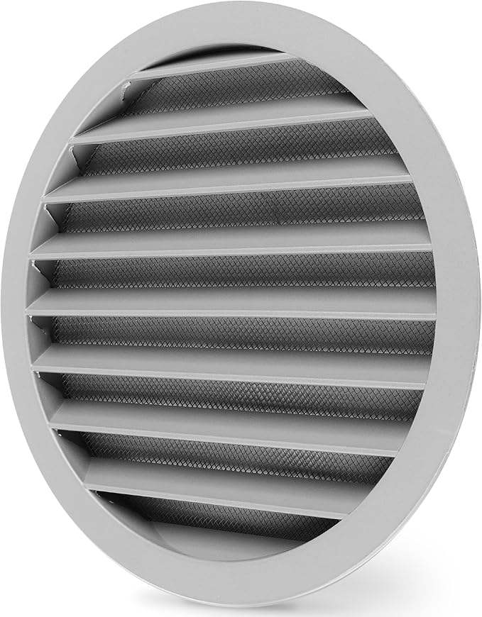 calimaero® WSGG 8" Inch Gray Round Metal Air Vent Grill Cover Flat Louver by Calimaero