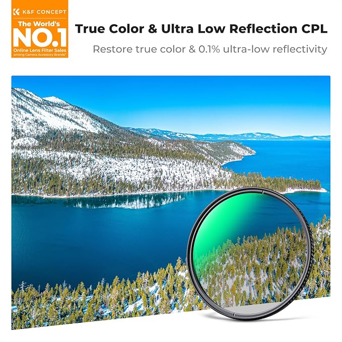 K&F CONCEPT 58mm True Color Ultra-Low Reflectivity CPL Filter Polarizer Lens - Image 2