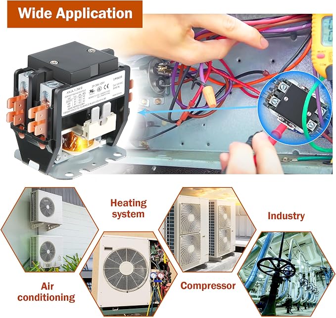 Dreyoo 2 Pack Carrier HVAC Motor Contactor, 120V 30 Amp Coil 2 Pole Replacement - Image 7