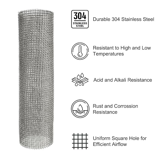PATIKIL 40" L x 10" W Woven Wire Mesh, 6 Mesh 304 Stainless Steel Air Vent - Image 3