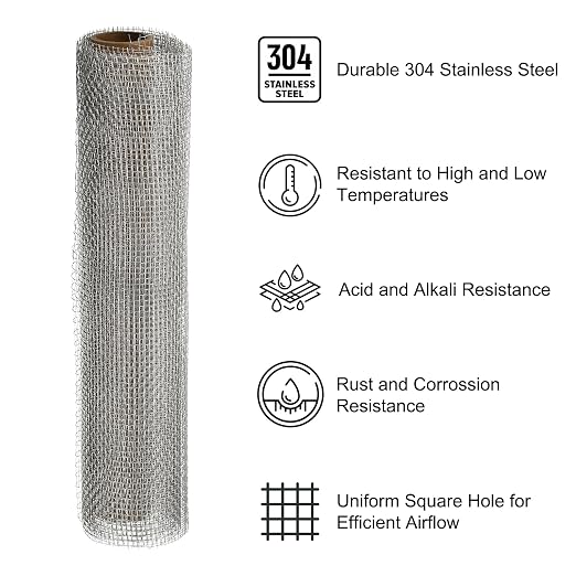 PATIKIL 40" L x 10" W Woven Wire Mesh, 10 Mesh 304 Stainless Steel Air Vent - Image 3