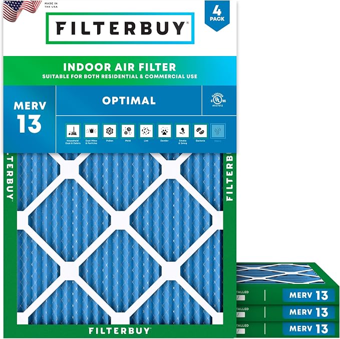 Filterbuy 21.5x23.5x1 Air Filter MERV 13 Optimal Smoke & Allergy Defense by Filterbuy