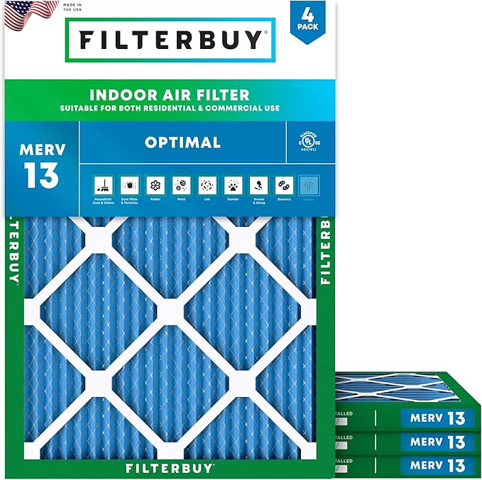 Filterbuy 18x22x1 Air Filter MERV 13 Optimal Smoke & Allergy Defense, by Filterbuy
