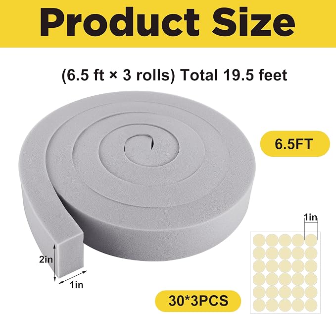 moonoom 3 Pcs Foam Air Conditioner Weatherseal Tape-2''x1''x6.5ft Air - Image 2