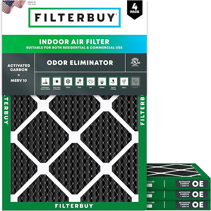 Filterbuy 16x20x1 Air Filter MERV 10 Odor & Allergy Defense by Filterbuy