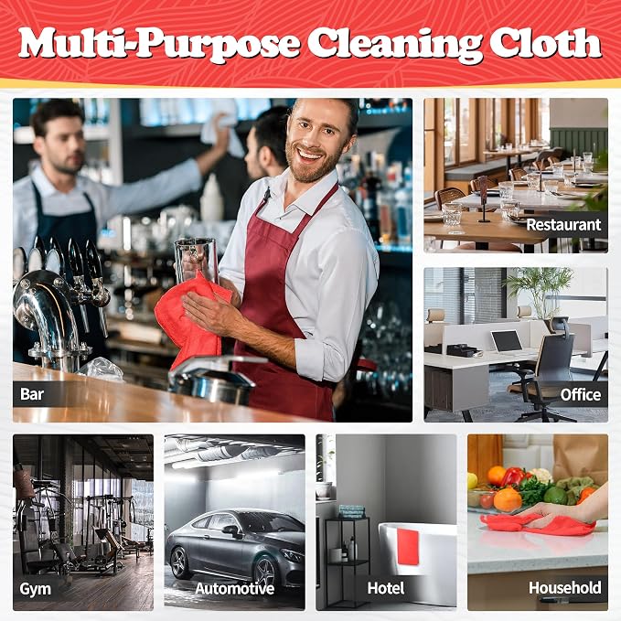 FIXSMITH Microfiber Cleaning Cloth, Shop Towels Bulk, 24 Pack Red Microfiber - Image 7