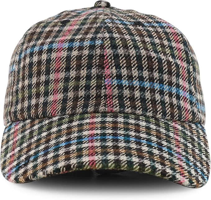 Trendy Apparel Shop Plaid Checker Wool Blend Unstructured Baseball Cap - Image 2