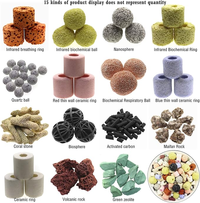 Aquarium Filter Media 15-in-1 Mineral Balls & Ceramic Rings - 500g - Image 3