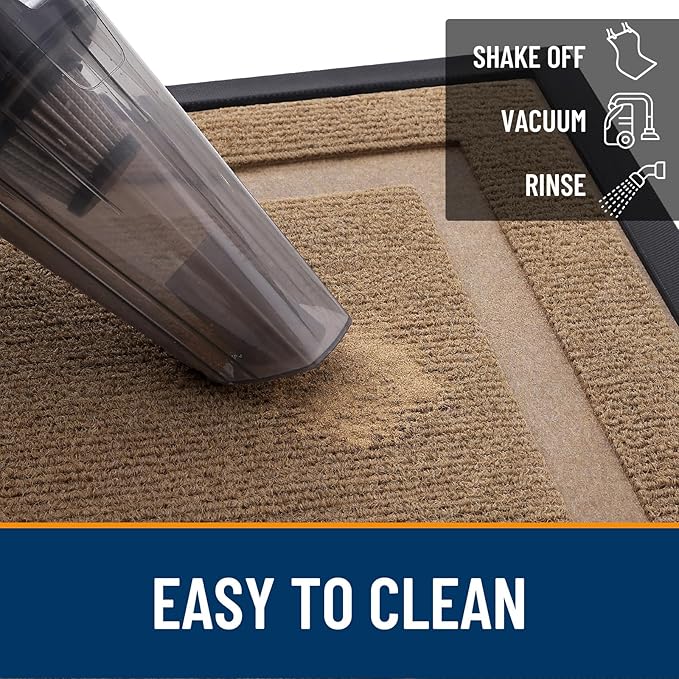 OLANLY Front Door Mat Indoor Outdoor Entrance, Waterproof All-Season, All-Weather Doormat, Sturdy Natural Rubber, Fade Resistant, Low Profile, Easy Clean Patio Porch Entryway Mat, 71x23, Light Borwn