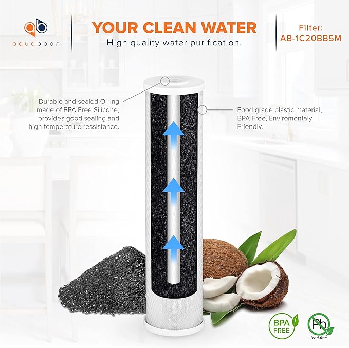 Aquaboon 5 Micron 20 x 4.5 Water Filter Cartridges Set of 4, Whole House Water - Image 4