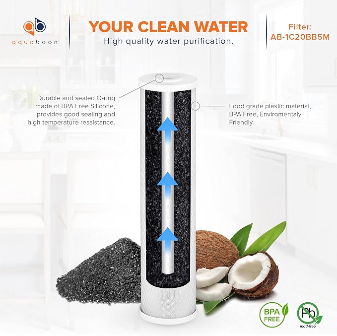 Aquaboon 5 Micron 20 x 4.5 Water Filter Cartridges Set of 4, Whole House Water - Image 4
