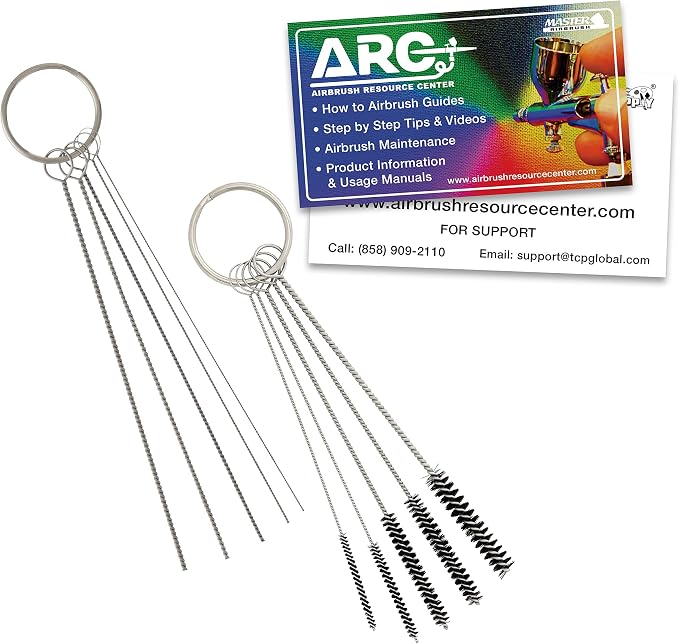 Master Airbrush Cleaning Kit 11-Piece, Airbrushing Cleaning 5 Brushes, 5 Pokers by MasterAirbrush
