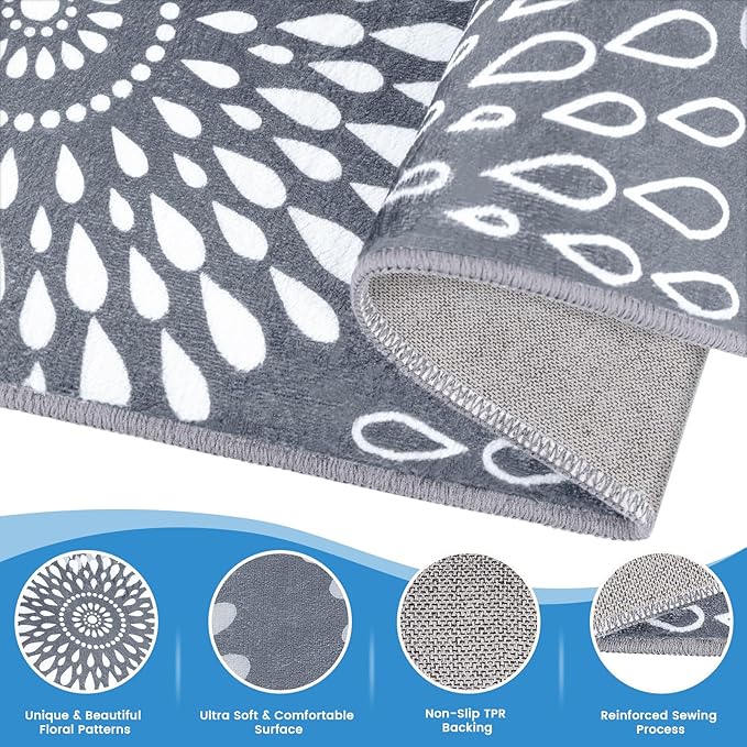 StepRite Runner Rug 2.5 x 8 ft, Washable Rugs, Hallway Runner Rugs, Kitchen Runner Rug Non Slip, Soft Runner with Rubber Backing for Kitchen, Hallway, Laundry, Bedroom, Living Room