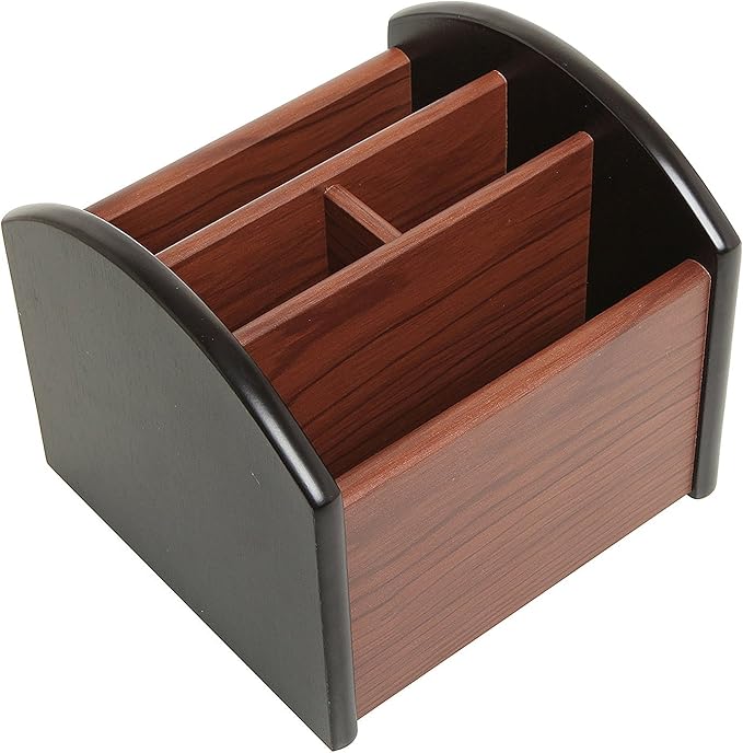 Coideal Remote Control Holder Caddy Wood, Rotating Wooden Pen Pencil Holder - Image 2