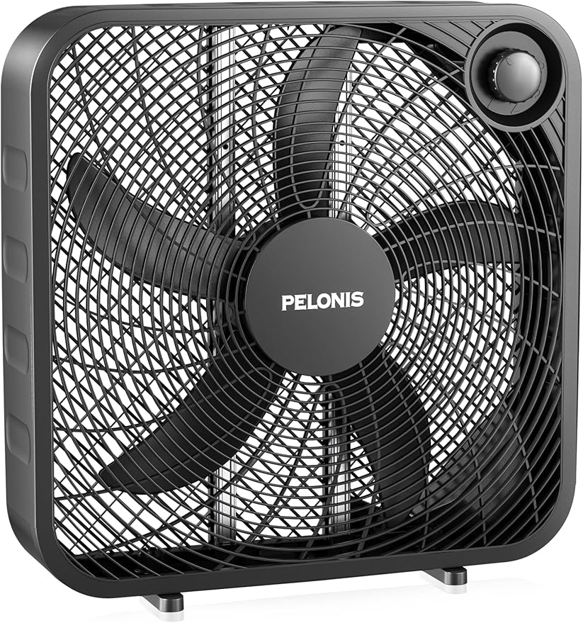 PELONIS 20 Inch Box Fan for Bedroom– 3 Speeds, Floor Fan, Window Fan, Table Fan by Unknown