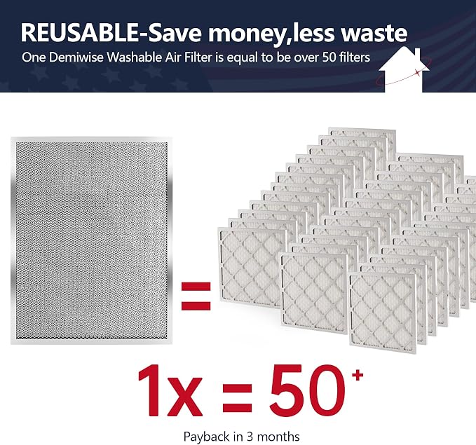 MERV 8 16x20x1 Washable Aluminum Lifetime Furnace Filter, Reusable AC/HVAC - Image 2