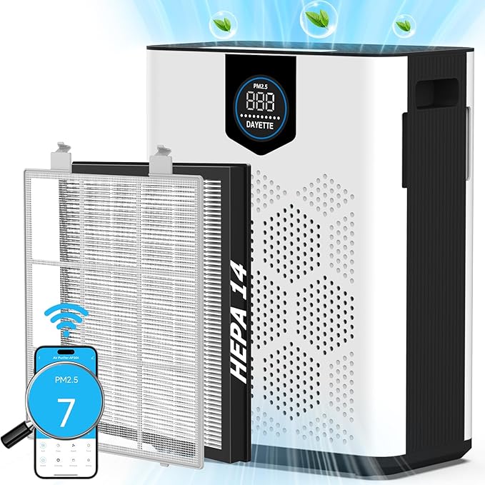 Smart Wifi Air Purifiers for Home Large Room Up to 3000 Ft², DAYETTE Air Cleaner by Dayette
