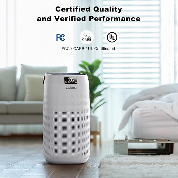Galanz Pro Air Purifier, Smart WiFi, Auto Air Quality Monitor, 3-Stage H13 HEPA - Image 7