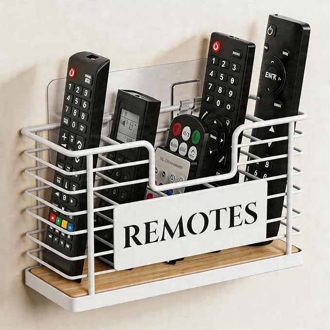 Remote Control Holder, 5-Slot TV Remote Holder Wall Mount, Universal Remote by GIGIFTREE